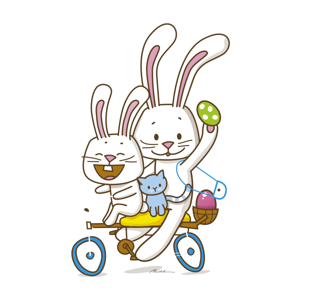 fahrradfahrender Hase Illustration