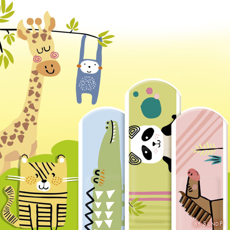 Hansaplast, Produktlinie mit süssen Illustrationen, unterschiedliche Tiere auf Pflastern für Kinder